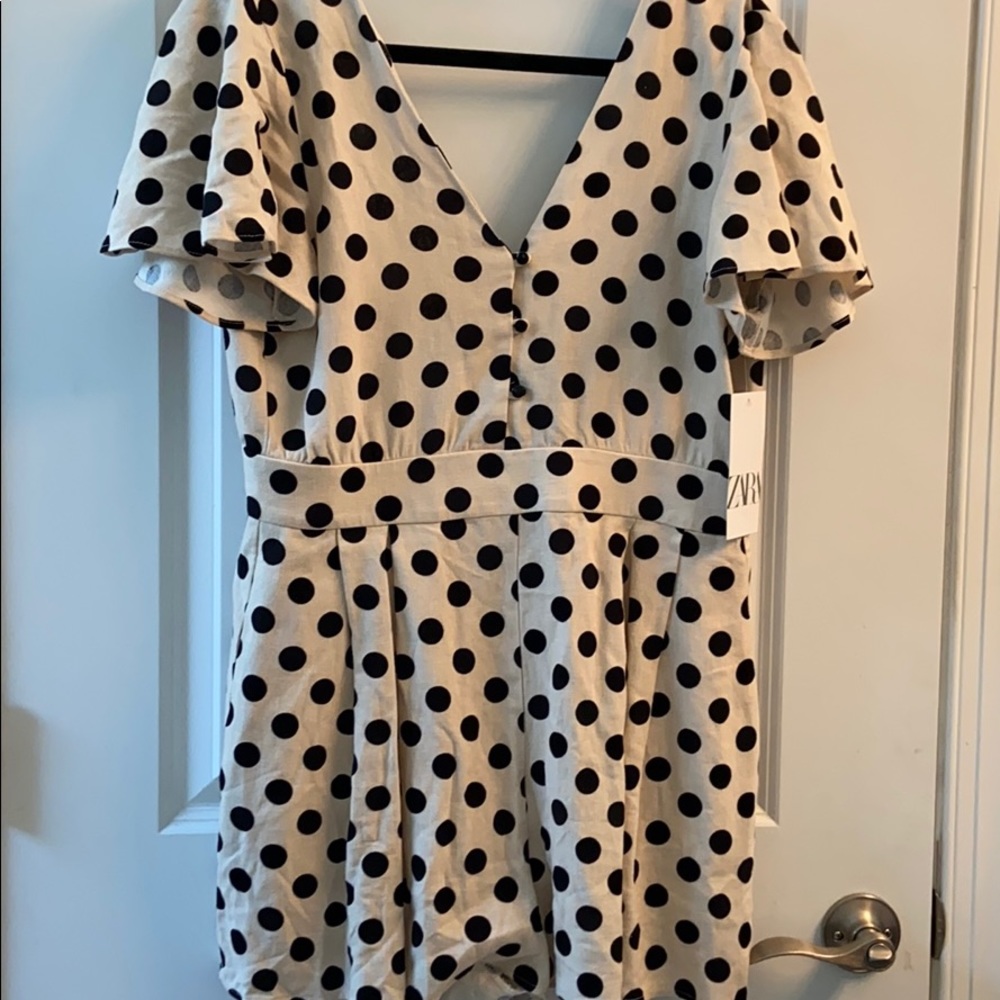 🖤Zara polka dot romper jumpsuit playsuit shorts outfit size small